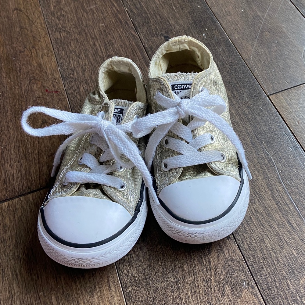 Gold converse shoes